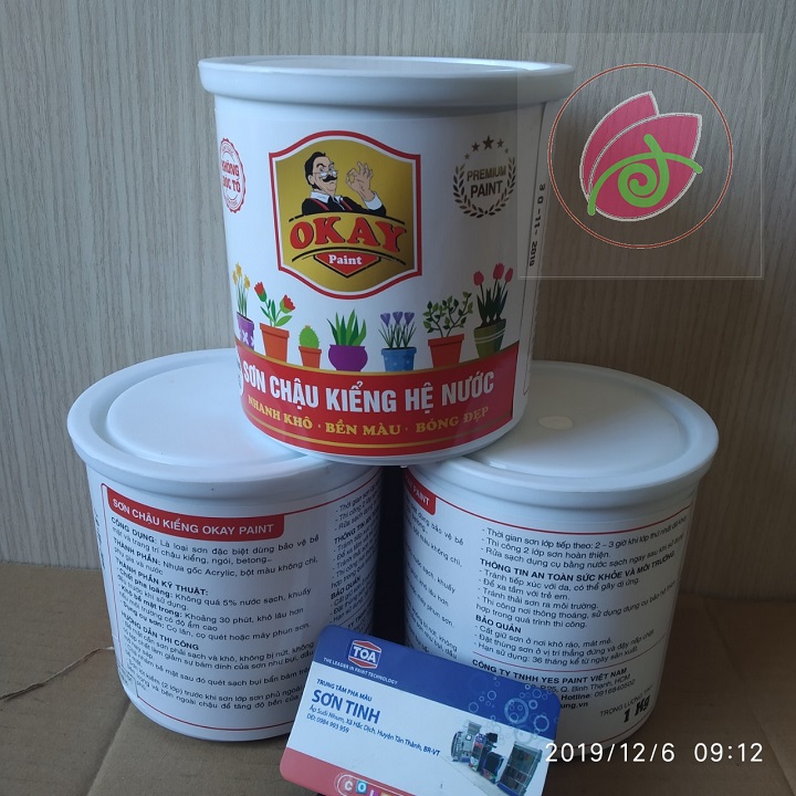 Sơn chậu kiểng màu trắng bóng nước ngoài trời Okay Paint hoặc YES  1kg