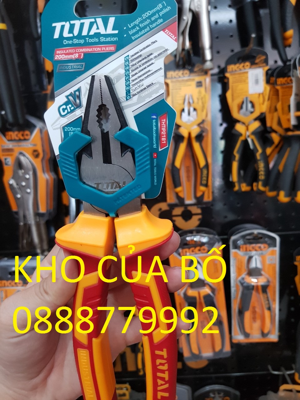 Kềm răng cách điện 200mm total THTIP2181
