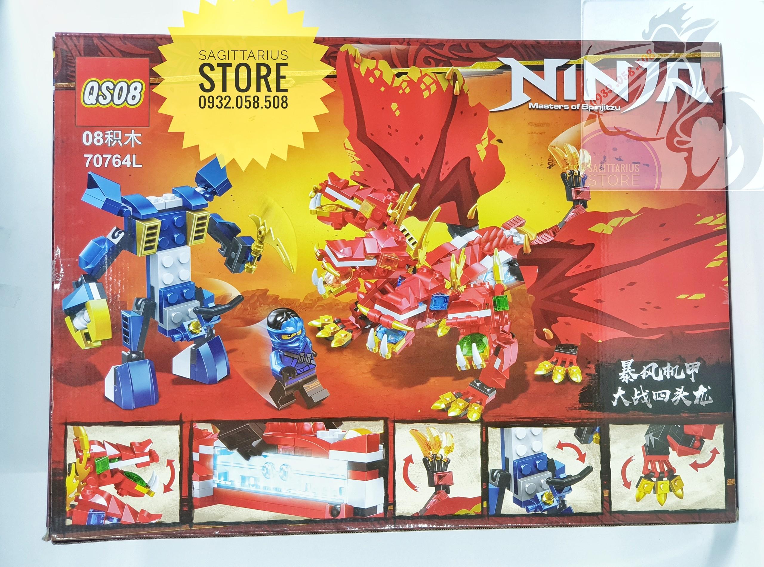 [HCM]Bộ Lego QS08-70764L Lắp Ráp Rồng Lửa 4 Đầu ( Có đèn âm thanh - 660 Mảnh )