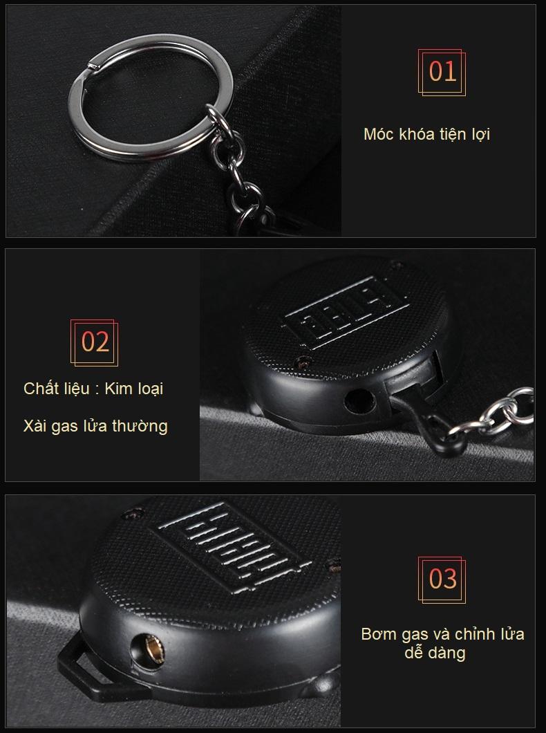Bật lửa gas móc khóa hình Chảo PUBG ( kim loại )