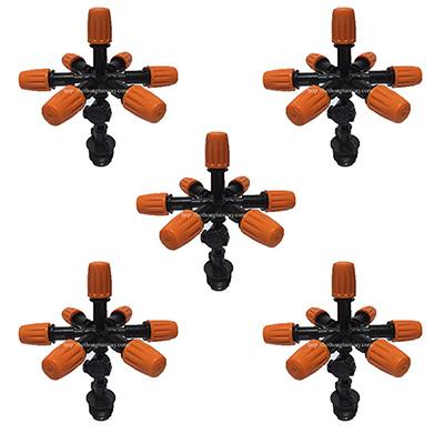 Set 5 vòi phun sương 7 cửa đầu màu cam, lõi trắng