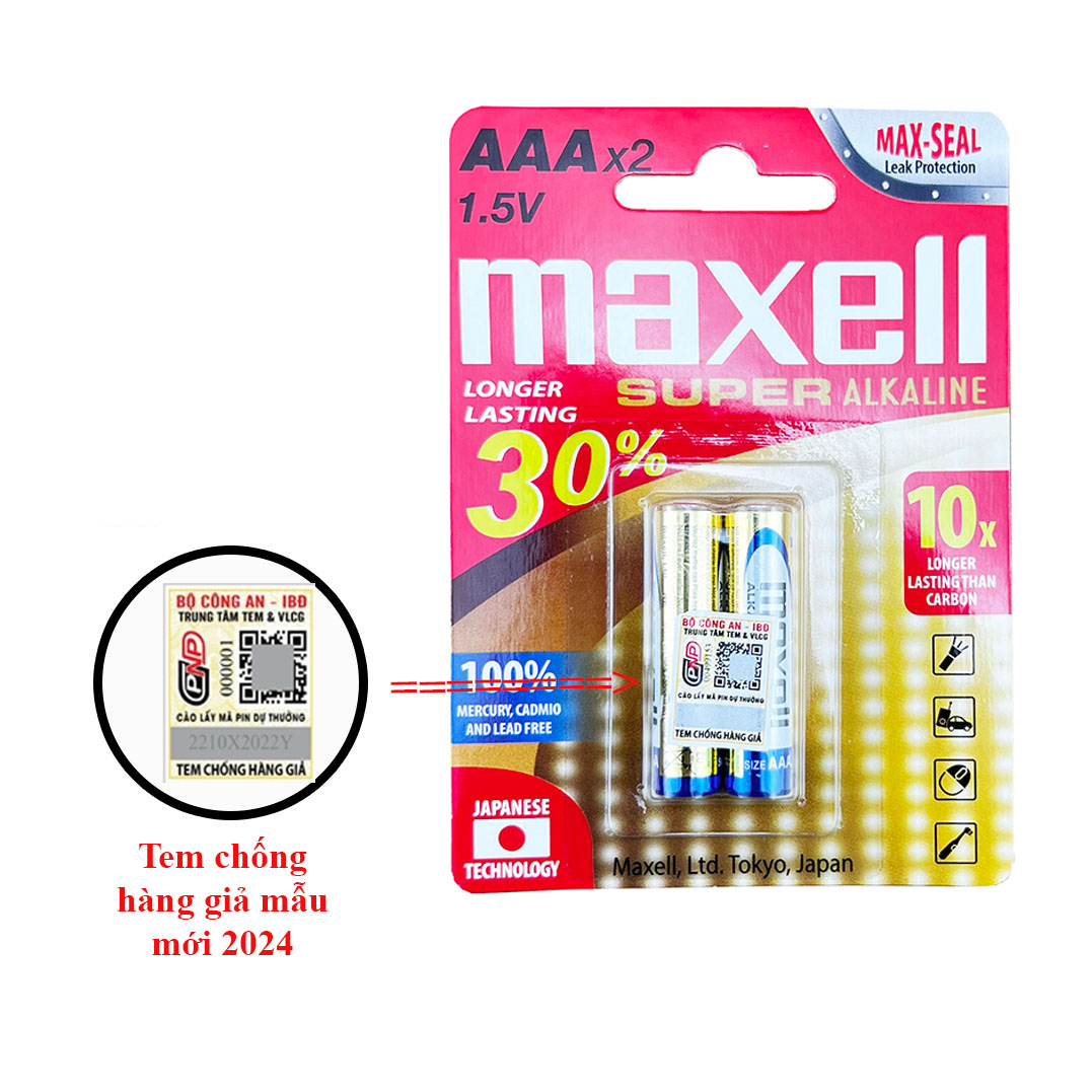 Pin AA (2A), AAA (3A) Maxell Alkaline LR3 LR6 vỉ 2 viên