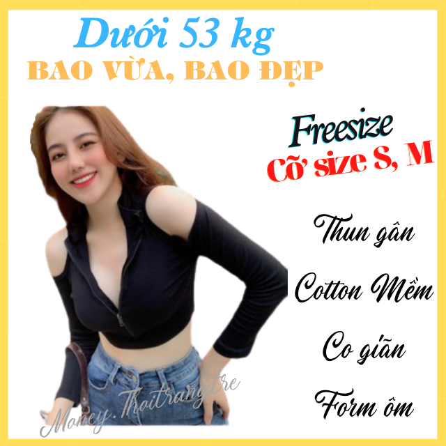 Áo Croptop Crt Thun Gân Coton Ôm Kiểu Khoét Hở Vai Tay Dài Có Dây Kéo Hở Eo-Áo Hở Ngực Dài Tay Hàn Quốc Sexy Ôm Body Màu Đen Trắng Cam Xanh neon,  Cổ Tim Chữ V Tập Gym, Thể Thao, Dạo Phố Siêu Hot