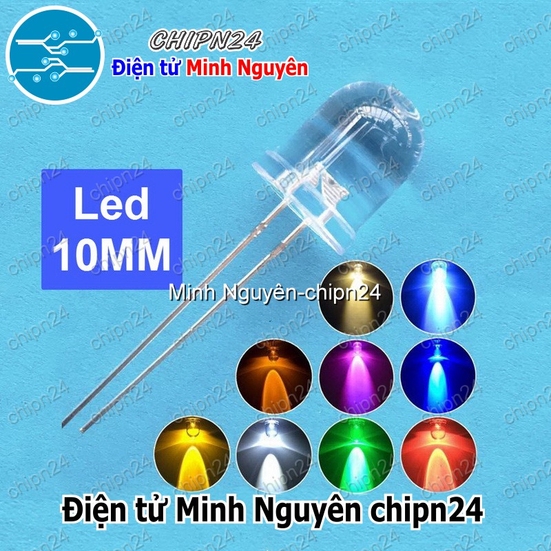 [10 con] (TK16) Led 10mm Trong Siêu Sáng (Đỏ/Vàng/Xanh Lá/Dương/Trắng)- [Chọn Loại] - HHH.00196