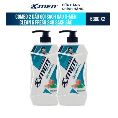 Combo 2 Dầu gội Sạch Gàu X-Men Clean & Fresh 24h Sạch Sâu 630g/chai