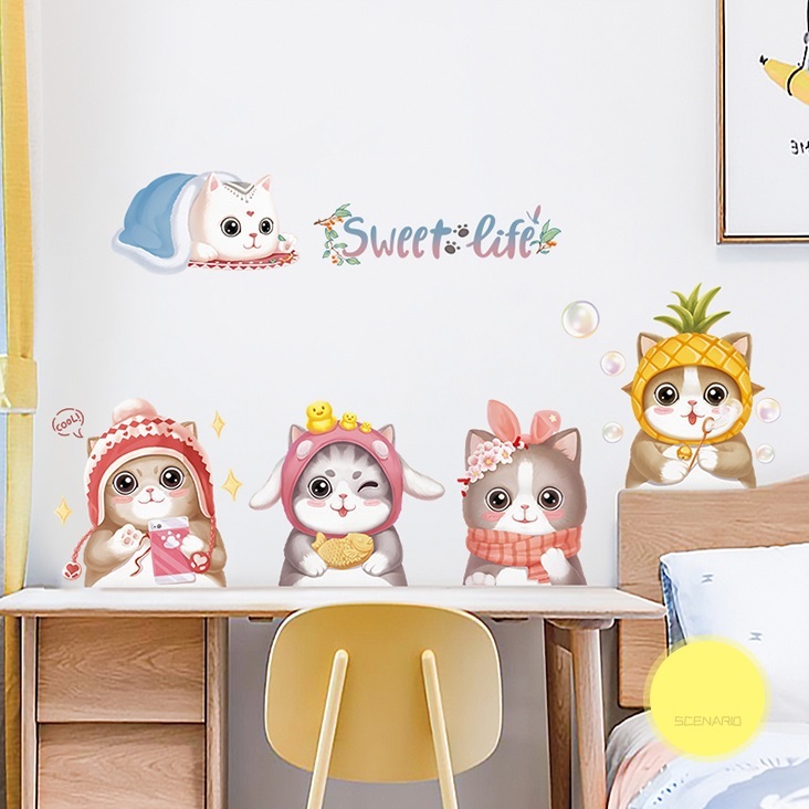 Decal dán tường Mèo ấm áp - P2 -Scenedecal-Framedecals