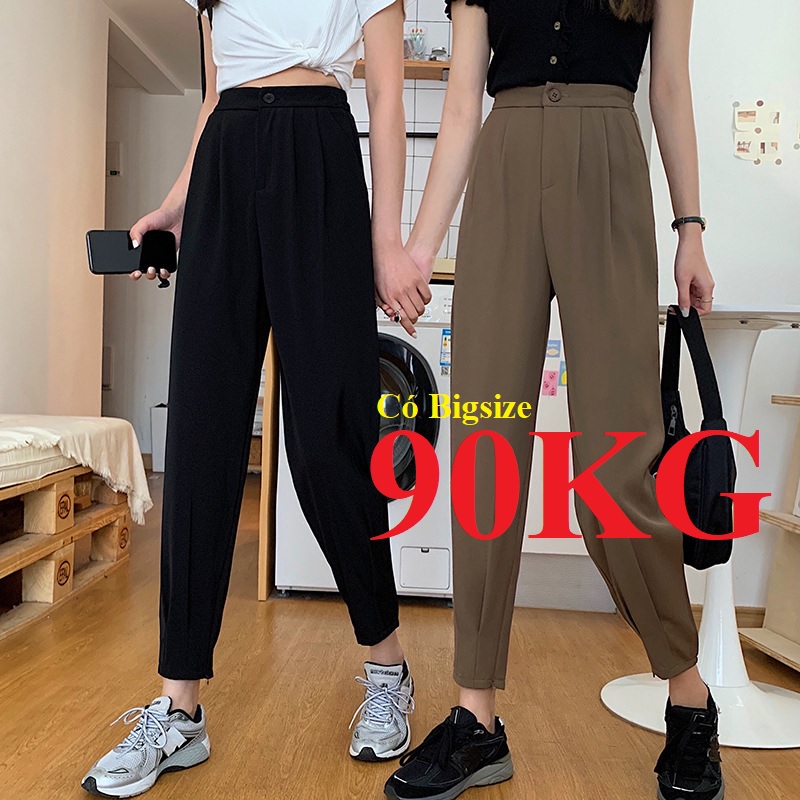 QUẦN BAGGY NỮ DÁNG THỤNG BAGGY, BỔ PHẸC MƠ TUYA Ở GẤU, MÀU ĐEN có Size To cho 90KG, Đọc kỹ bảng size vì Phom Rộng Âu Mỹ