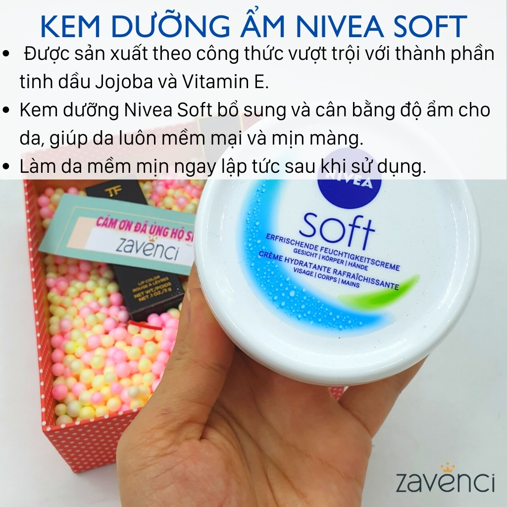 Kem dưỡng ẩm NIVEA Soft cho cả da mặt và toàn thân dưỡng da mềm mịn 200ml - Zavenci