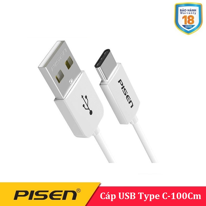 Cáp sạc nhanh Type C Pisen ,100Cm , Bảo Hành 18 Tháng