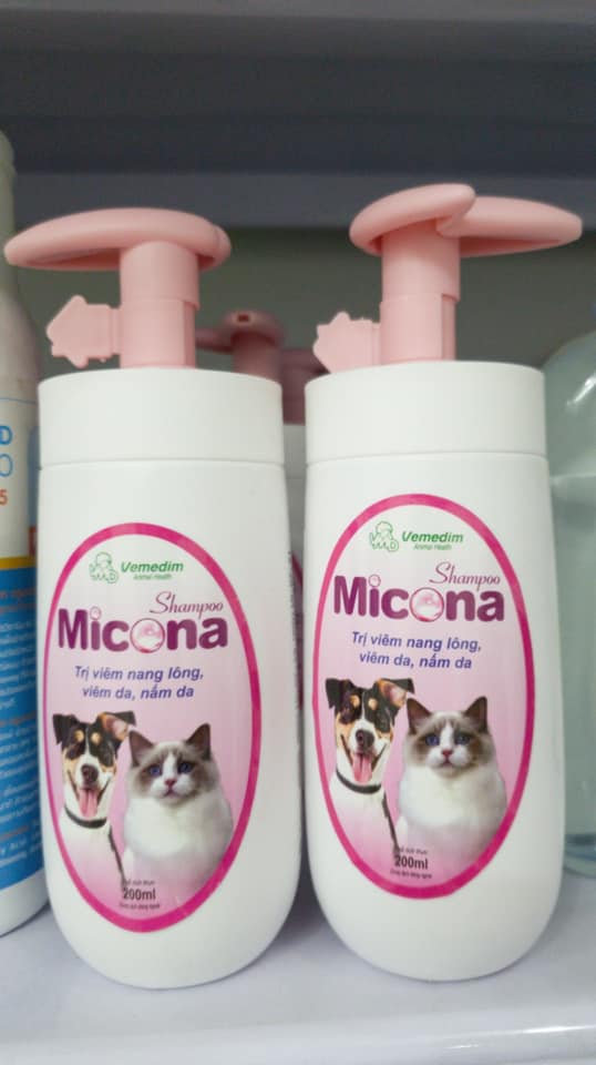 Sữa tắm đặc trị viêm nang lông viêm da nấm da cho chó mèo micona vemedim 200ml