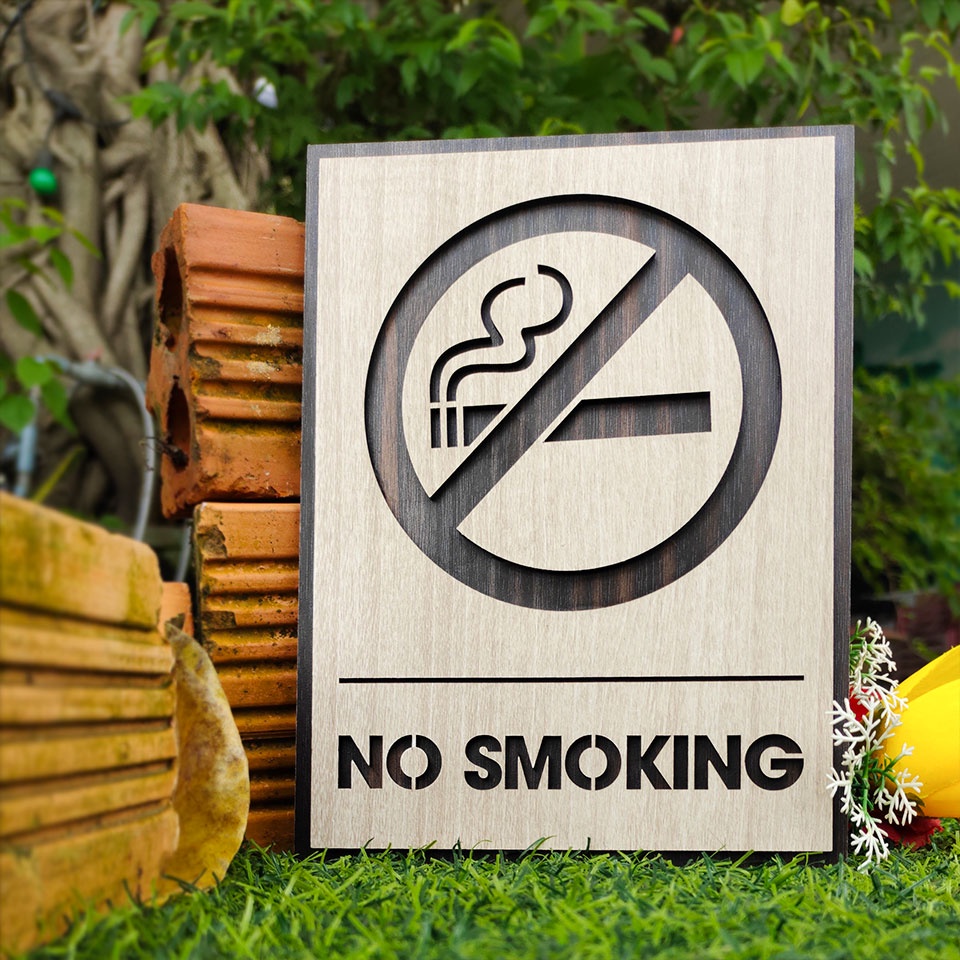 Bảng cấm hút thuốc, no smoking bằng gỗ