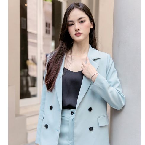Maiimer - Blazer xanh mint cúc đen Stella