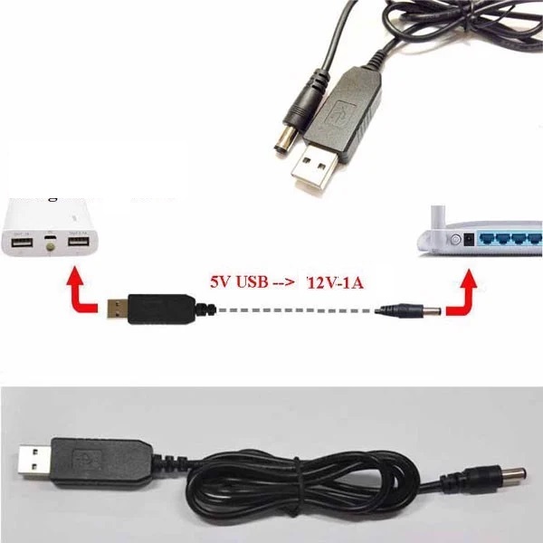 [HCM][12v] Cáp chuyển đổi điện từ 5v sang 12v từ pin sạc dự phòng - cúp điện vẫn dùng được wifi dùng cho modem wifi FPT VNPT Viettel
