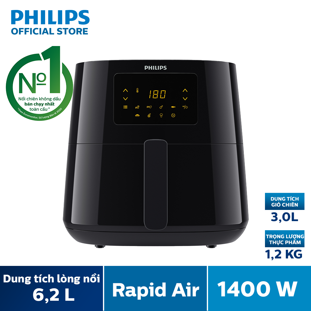 Nồi Chiên Không Dầu Điện Tử Philips 6.2L HD9270/90 – Hàng Chính Hãng