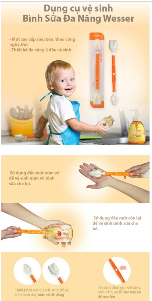 Cọ rửa bình sữa, dụng cụ vệ sinh bình sữa Wesser