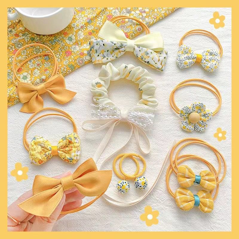 SET TÚI CỘT TÓC DÂY NƠ XINH NHIỀU MÀU SẮC