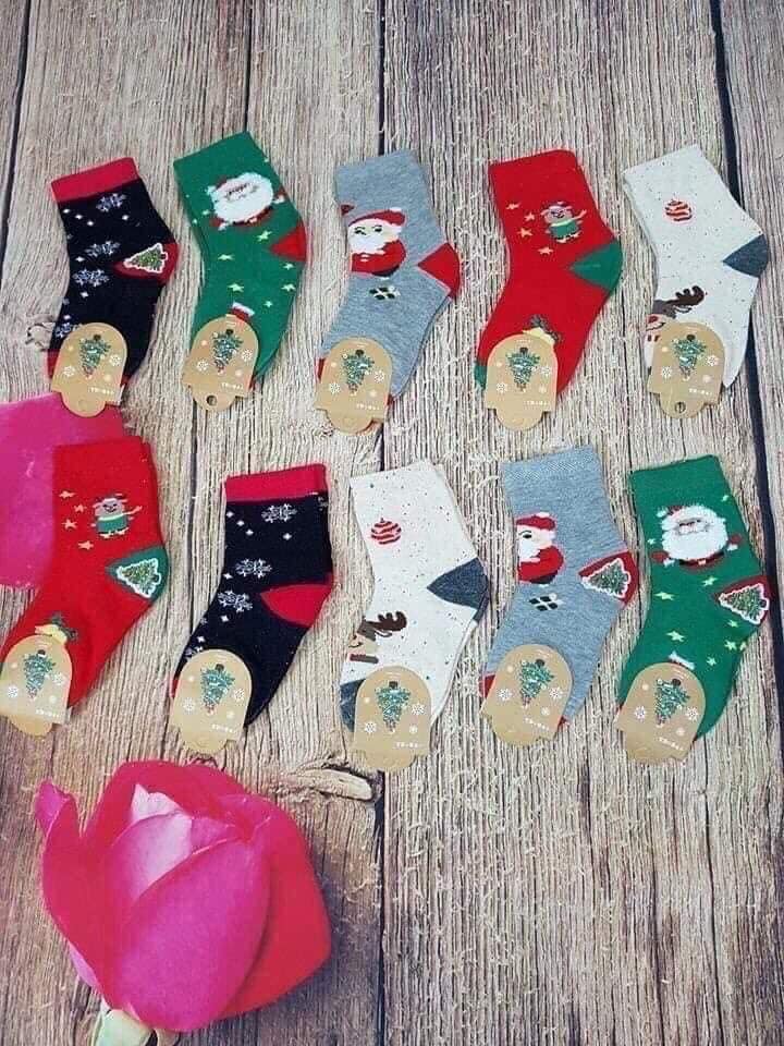 Sét 10 đôi tất noel cổ cao cho bé