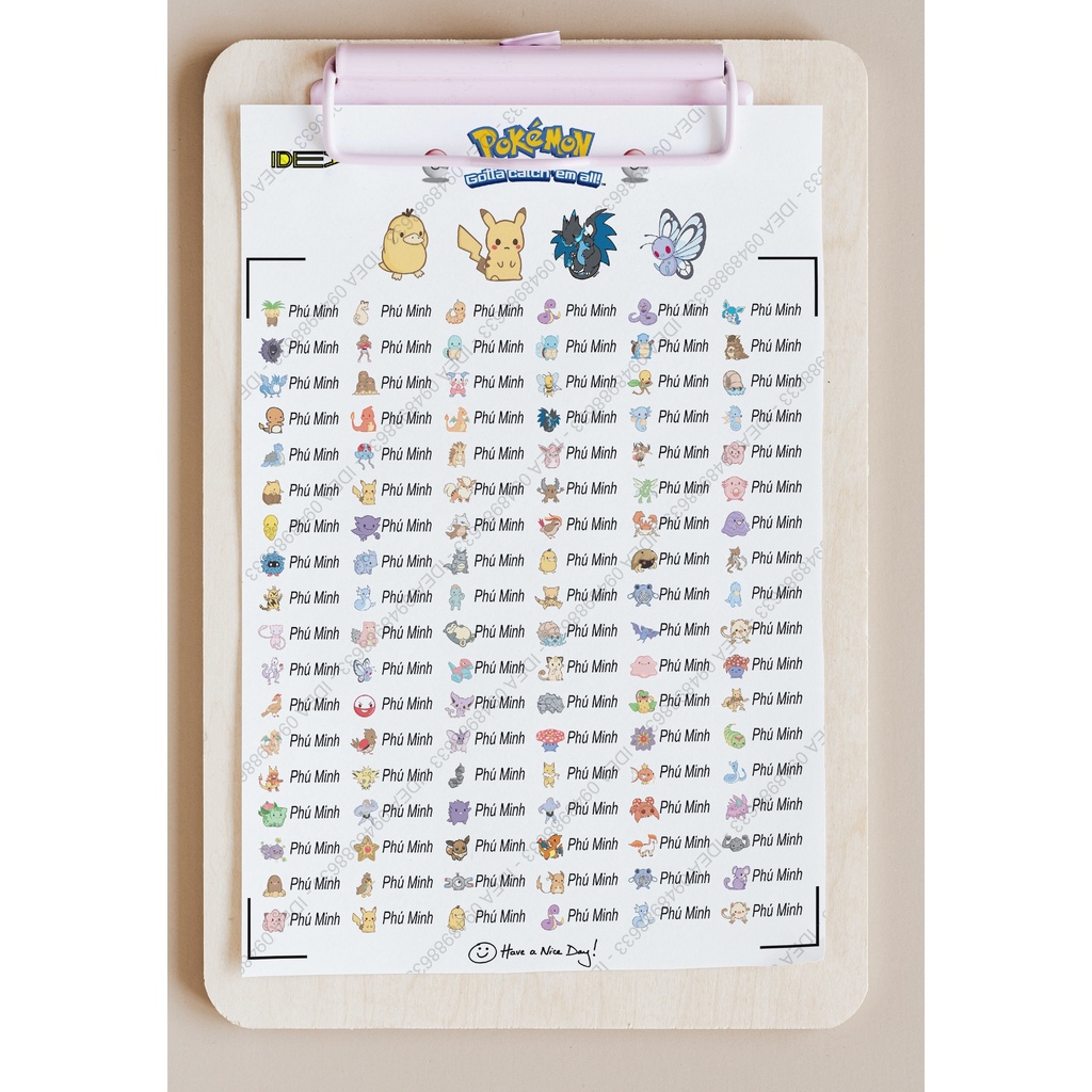 108 STICKER - PVC CHỐNG NƯỚC DÁN ĐỒ DÙNG HỌC TẬP (IN THEO YÊU CẦU)