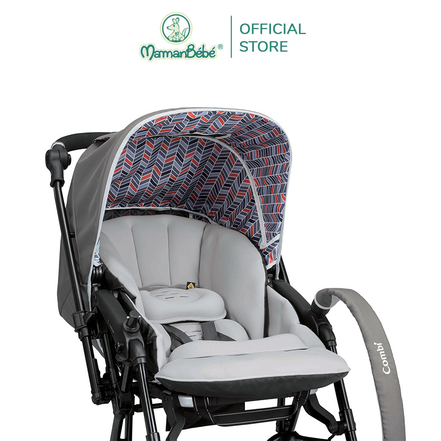Xe đẩy Combi Sugocal Compact 4 bánh quay tự động màu đỏ