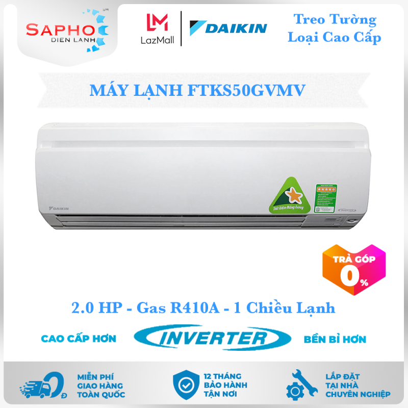 Bảng giá [Free Lắp HCM] Máy Lạnh Daikin Inverter FTKS50GVMV 2.0HP 18000btu Gas R410A Treo Tường 1 Chiều Lạnh Loại Cao Cấp Daikin - Điện Máy Sapho