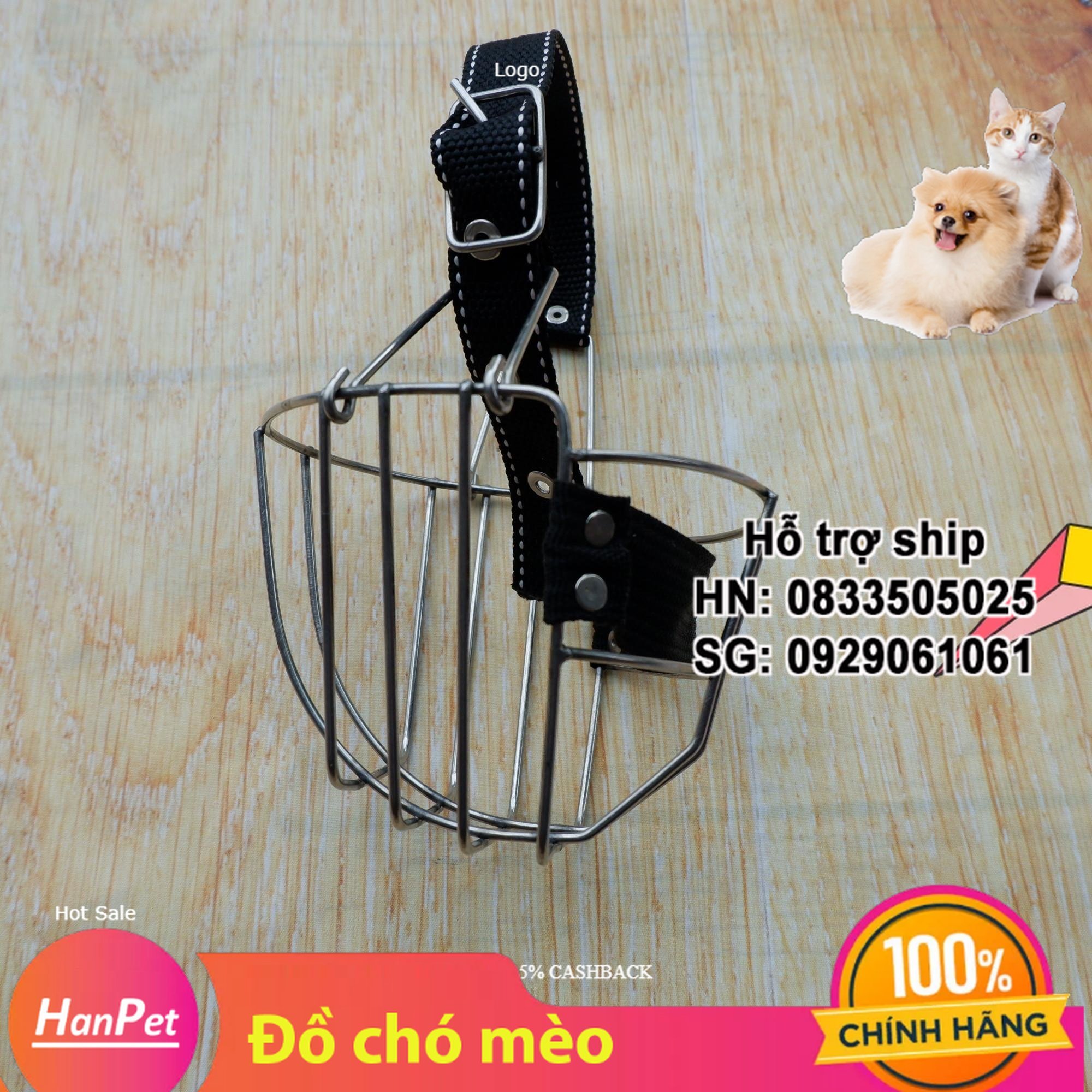 Hanpet - Rọ mõm cho chó - Rọ mõm inox KHÔNG GỈ chó mõm ngắn nặng trên 35kg (size đại) 375d