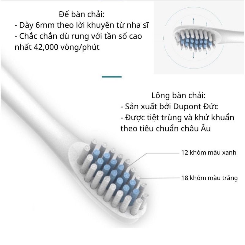 Đầu bàn chải điện đánh răng X-3 đầu tròn chống thấm lông lụa Dupont mềm mại DBC01