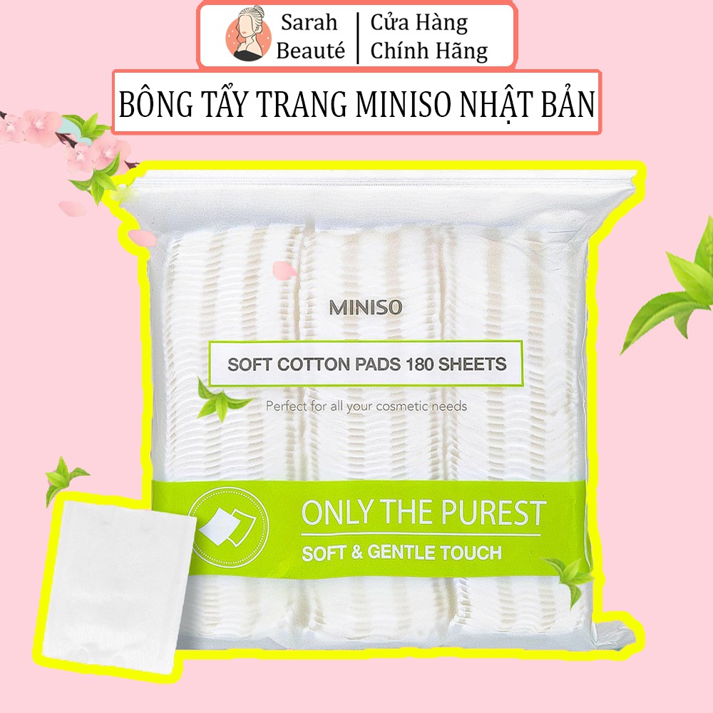Bông tẩy trang miniso nhật bản cotton mềm mại gói 180 miếng - mp33 - ceria cosmetics