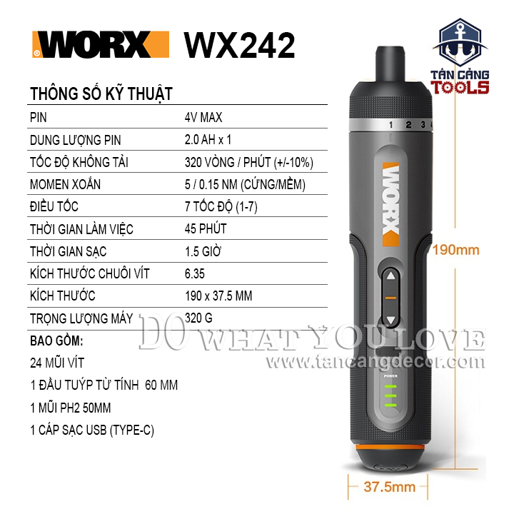 Máy Vặn Vít Điện Tử 30 Chi Tiết Worx WX242