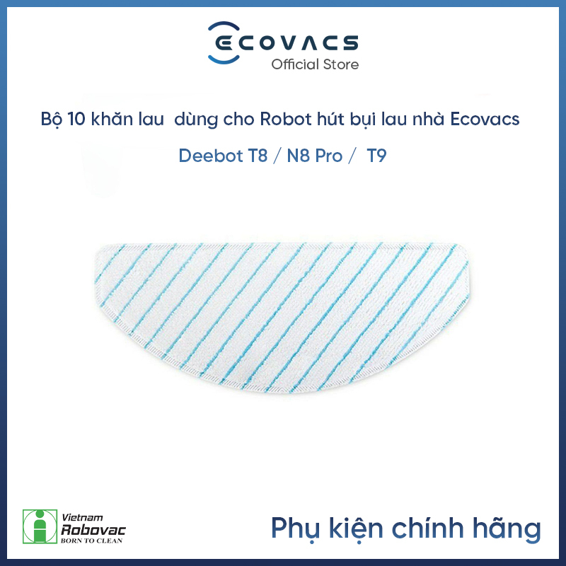 Bộ 10 khăn lau  dùng cho Robot hút bụi lau nhà Ecovacs Deebot T8 / N8 Pro /  T9