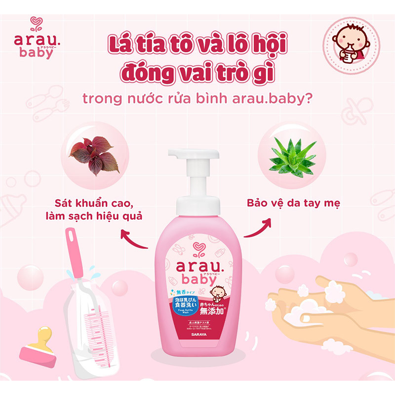 Nước rửa bình sữa Arau Nhật Bản chai 500ml