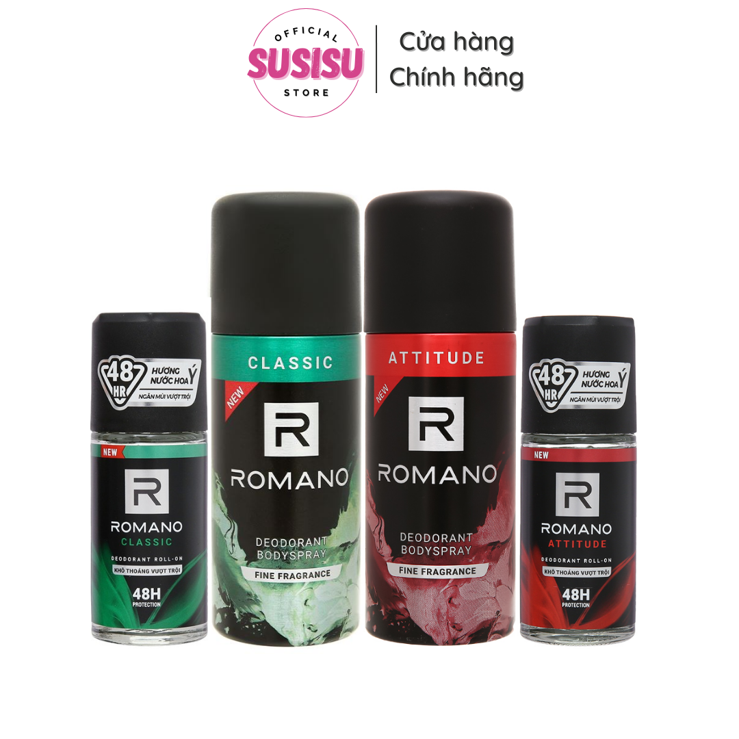 Romano Deodorant Bodyspray 150ml Classic - Attitude Romano Deodorant Roll-on 50ml