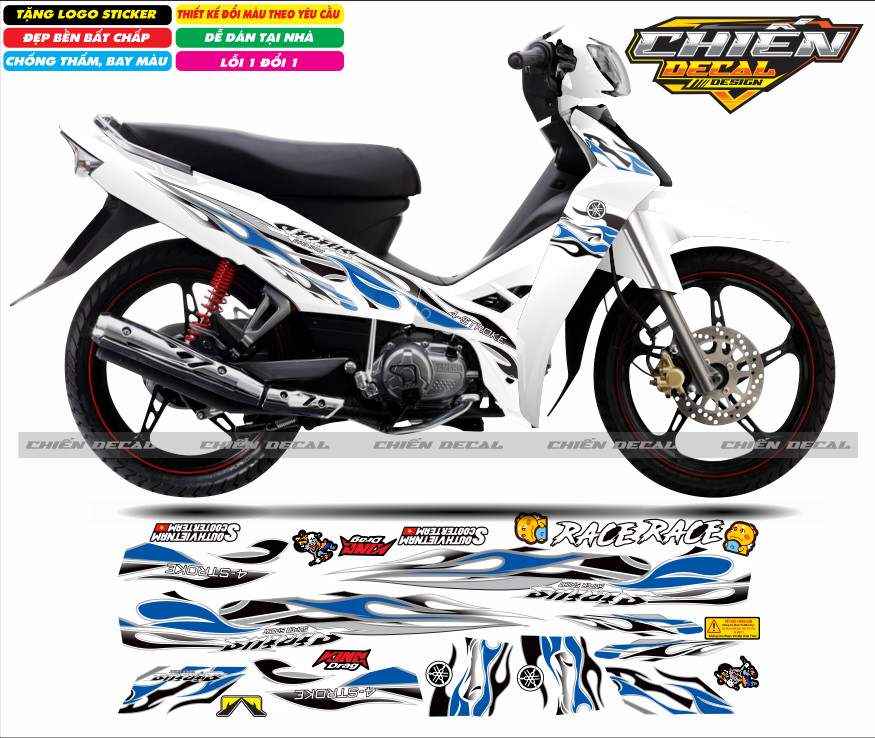 Tem rời xe sirius 110cc - 50cc mẫu tem lửa nhiều màu lựa chọn