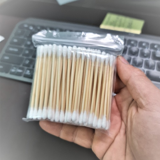 Tăm bông ngoáy tai que làm bằng gỗ được túi zip an toàn tiện lợi gói 100 chiếc - Movava