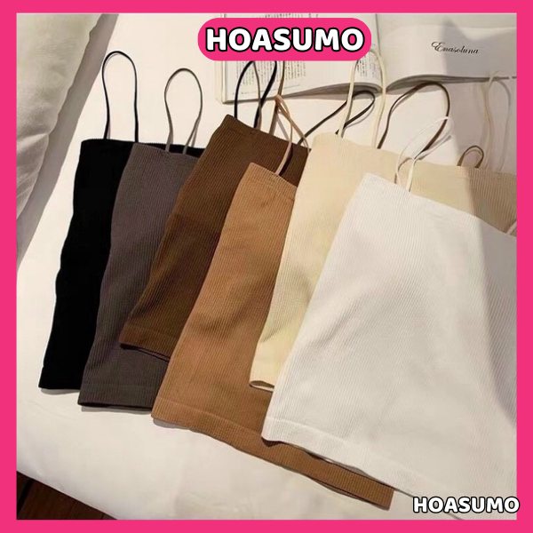 Áo 2 dây len gân có mút ngực - 2 dây croptop