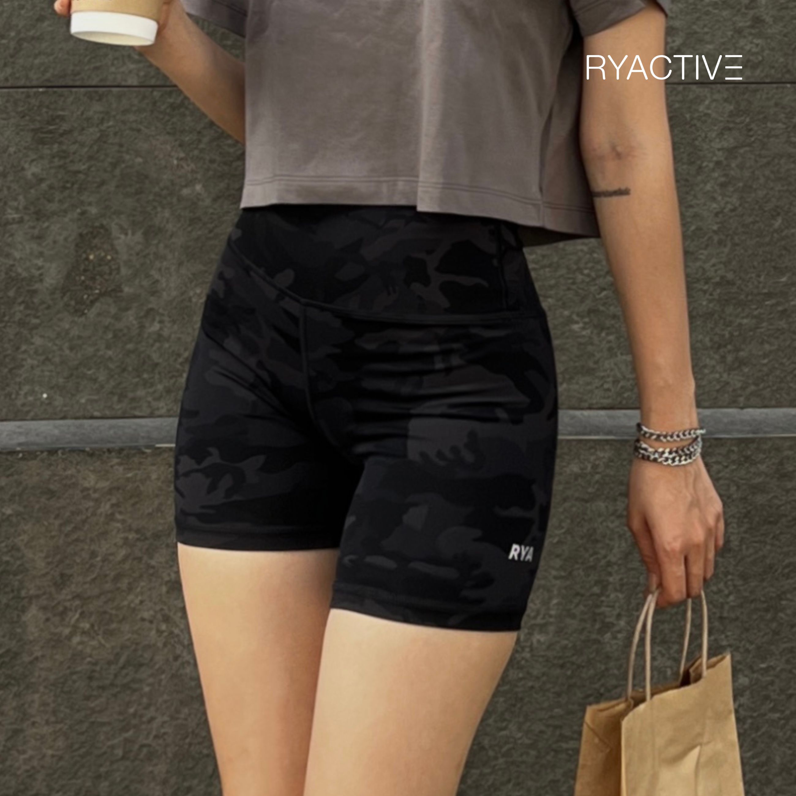 Quần biker ngắn thể thao RYACTIVE - MEDIUM BIKER Camo