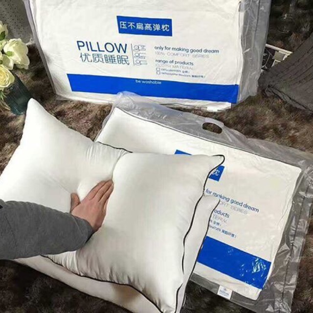 Combo 2 Gối Bông Cao Cấp Hilton Màu Trắng