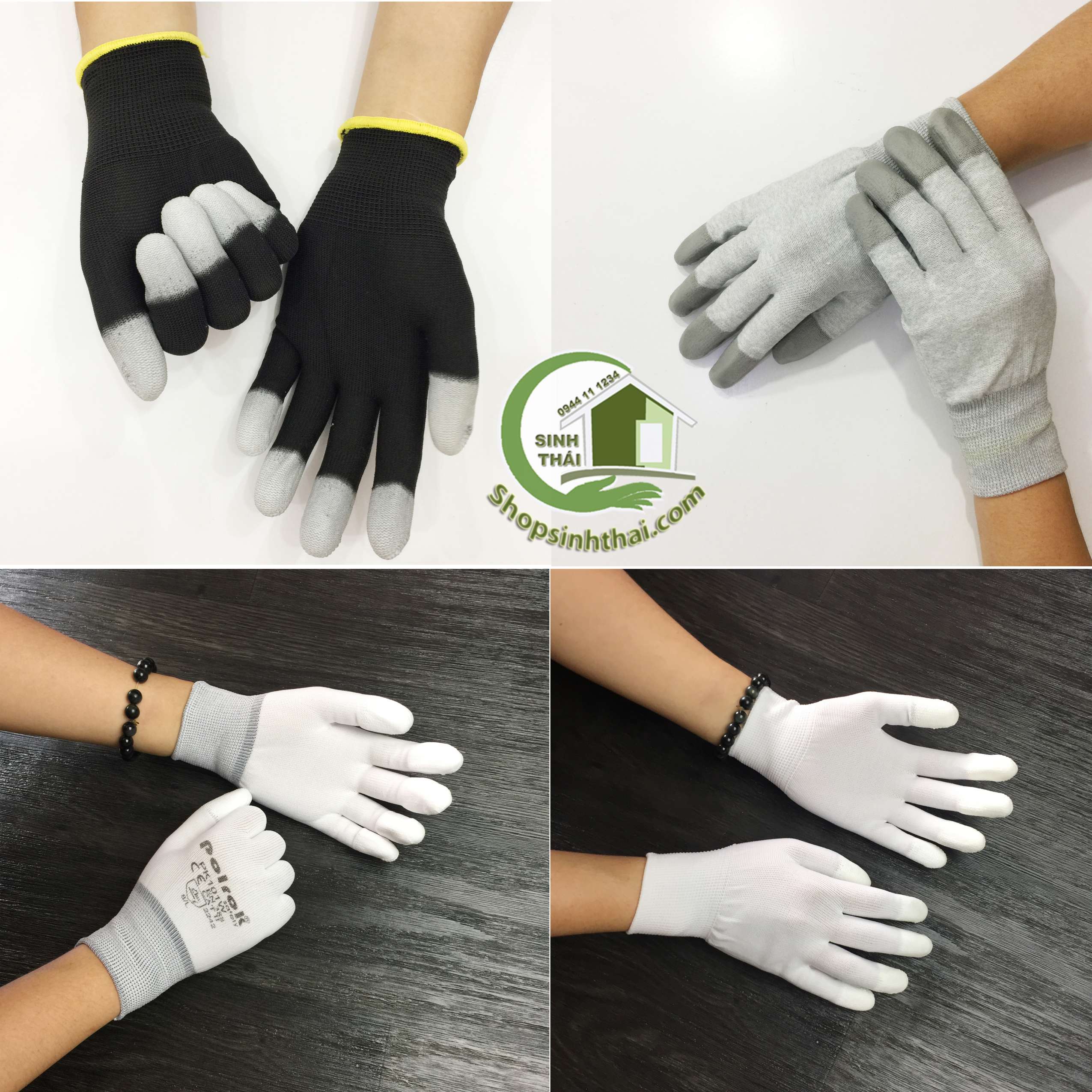 [HCM]Găng tay bao tay vải thun phủ cao su đầu ngón - chọn màu