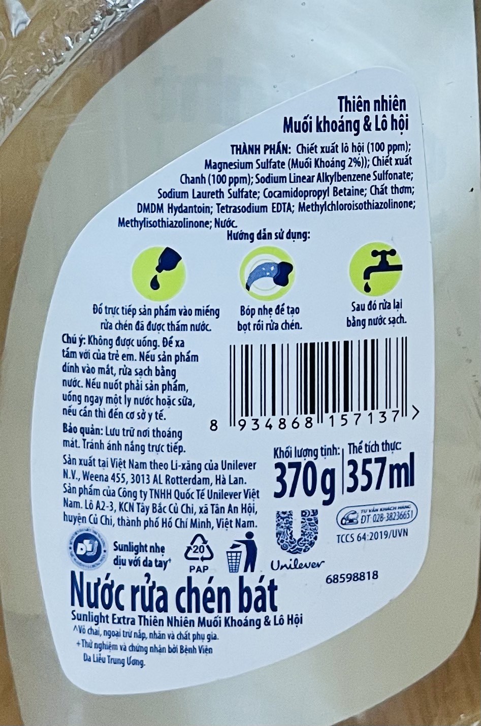 SUNLIGHT nước rửa chén chai 370g và 750g - BACH HOA HV