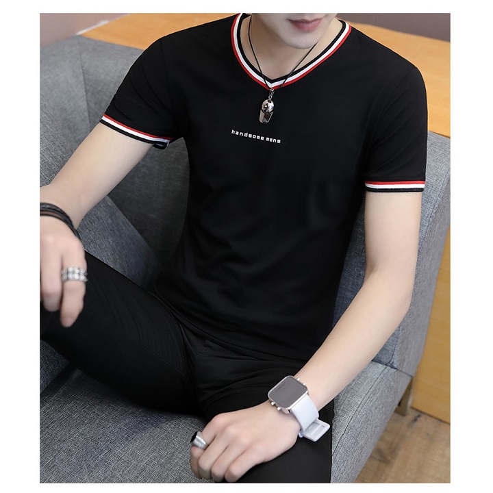 Áo thun nam cao cấp cổ tim hot trend 2021