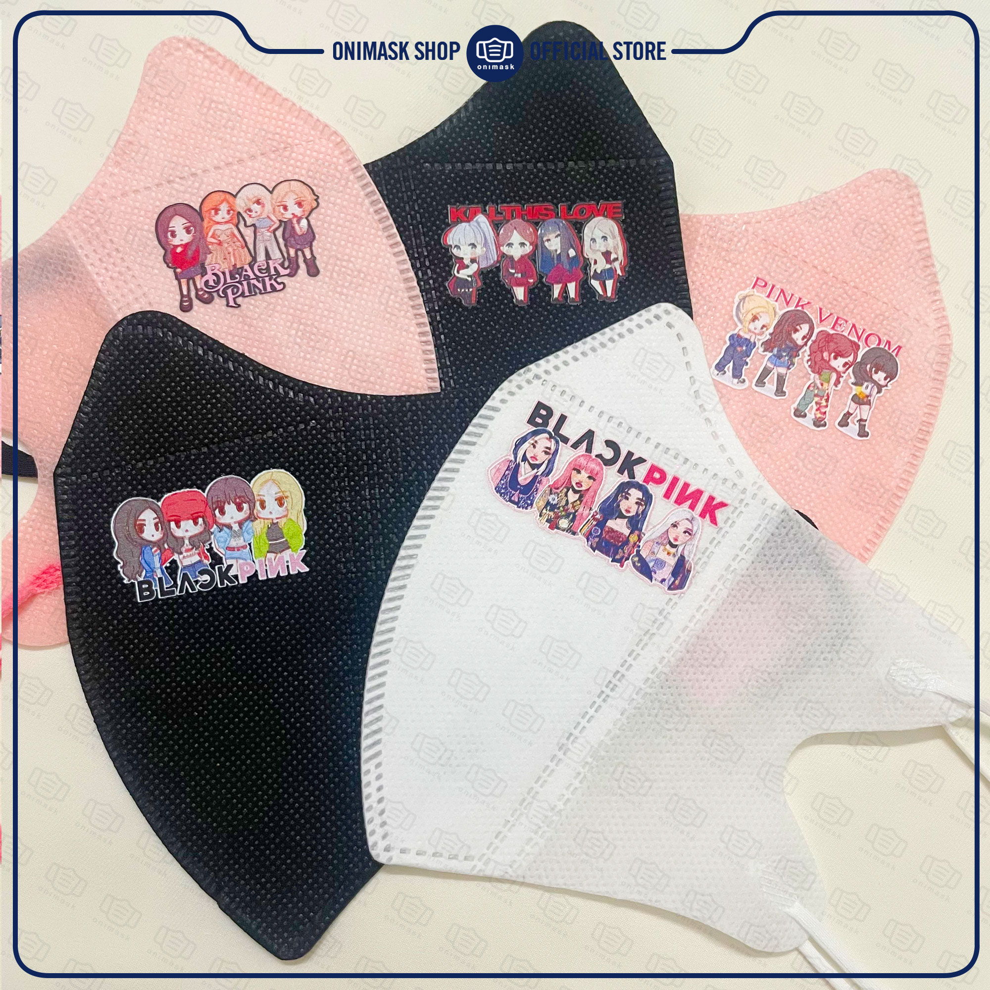 Khẩu trang idol Kpop BLACKPINK hình Chibi dễ thương (50 cái)