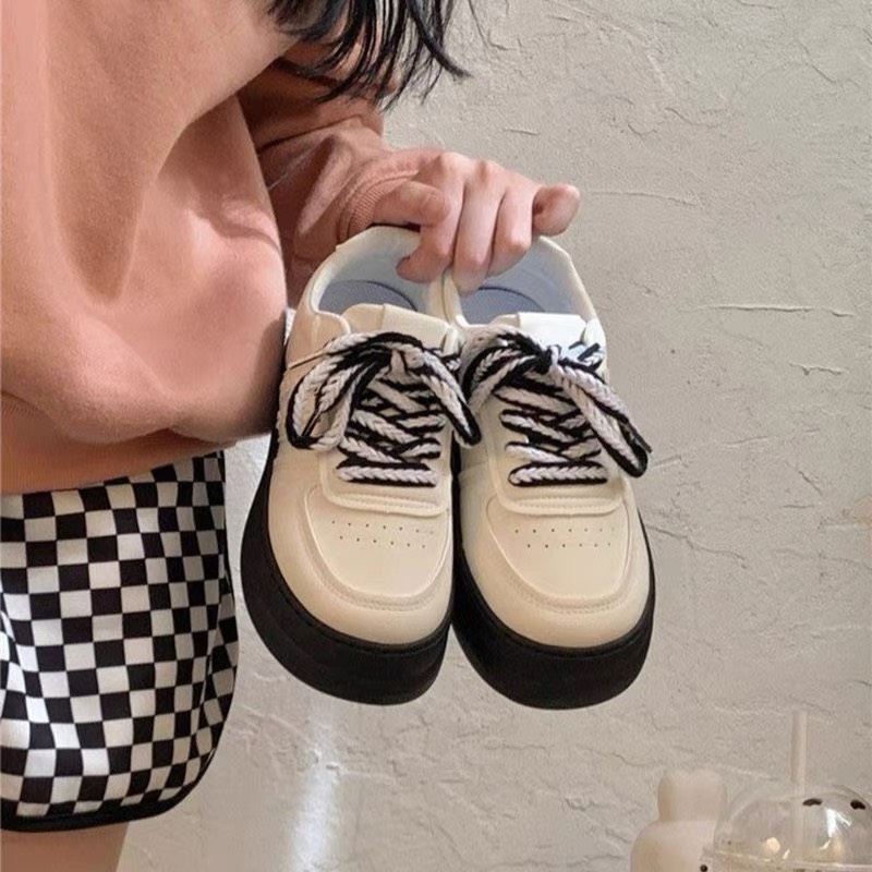 giày thể thao nữ ,  giày sneaker nữ da trắng đế đen