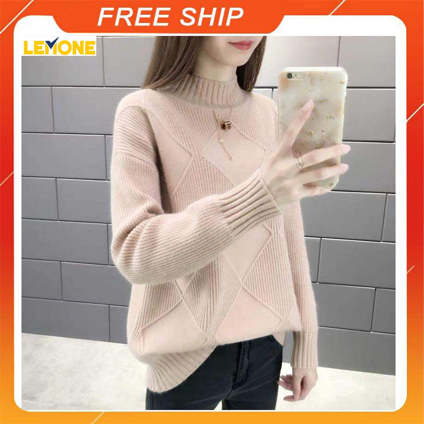 Áo len nữ Hàn Quốc dày dặn, áo len lông cừu 3 phân freesize