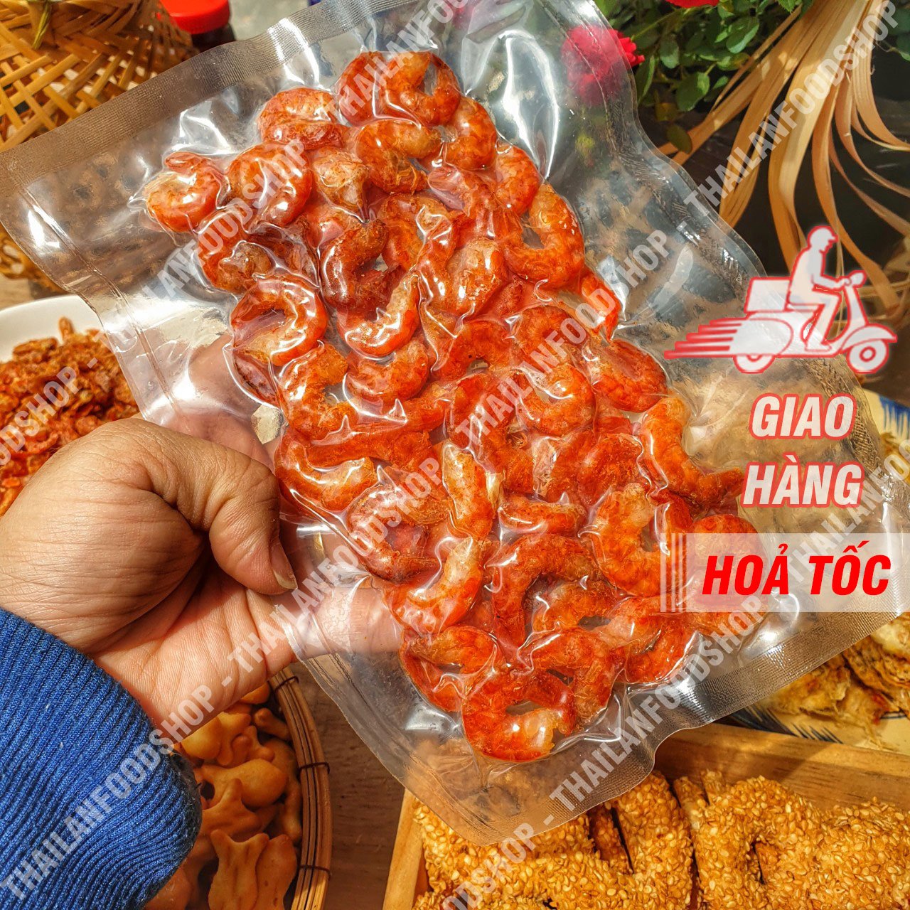 Tôm Biển Tươi Sấy Mộc Size To (Ăn Liền) Túi 100Gram (Hút Chân Không)