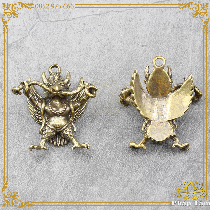 Móc Khóa, Mặt Dây Chuyền Kim Sí Điểu Garuda Mật Tông Đồng Nguyên Khối - Pháp Tâm