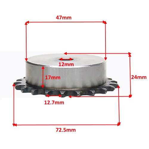 Pulley bánh răng dây nhông xích 08b17t 17 răng bước răng 12.7mm trục 12mm