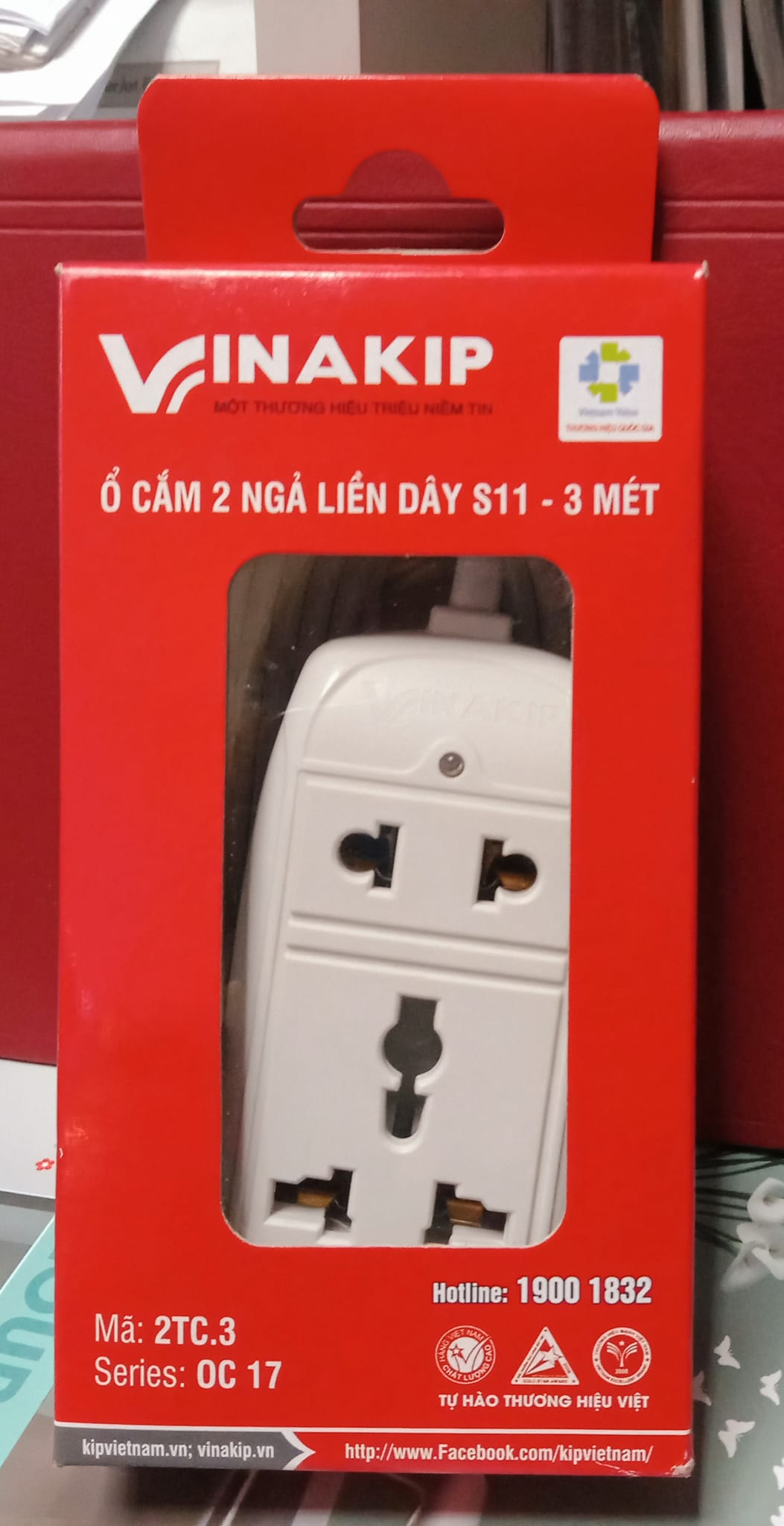 ổ cắm 2 ngả liền dây 2m,3m vinakip