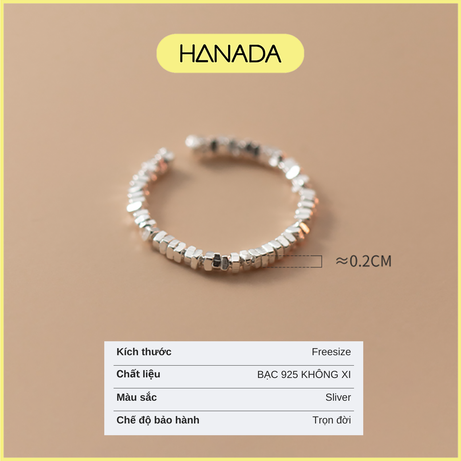 Nhẫn Bạc 925 Hanada Long Lanh Freesize 0031 M3