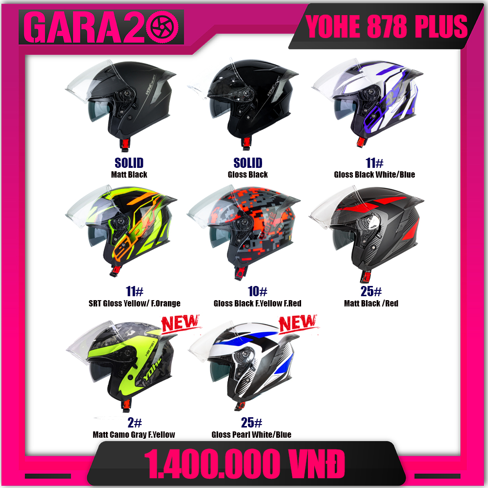 MŨ BẢO HIỂM 3/4 YOHE 878 PLUS - GARA20