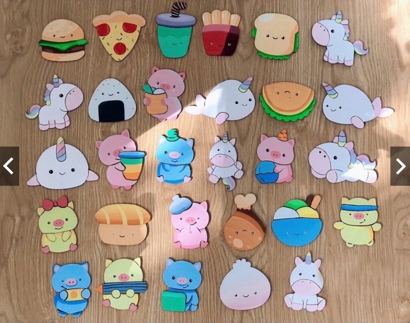 cá gỗ tô màu cá gỗ decor con thú tô màu decor