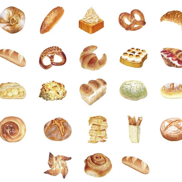 Hộp Sticker Các loại bánh ngọt (46 hình)